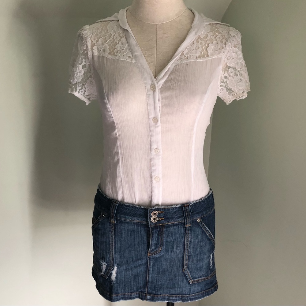 VINTAGE Y2k O’Neill Dark Wash Blue Denim Jean Mini Skirt